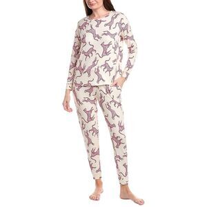 Room Service Womens 2Pc Lorena Long Pajama Set, Beige